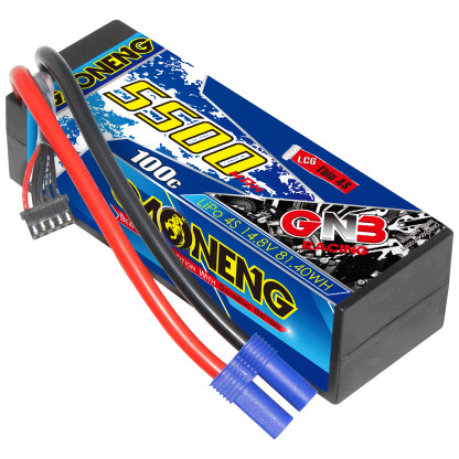 1PC - GAONENG GNB 4S 14.8V 5500mAh 100C Cabled LCG Hard Case LiPo Battery EC5