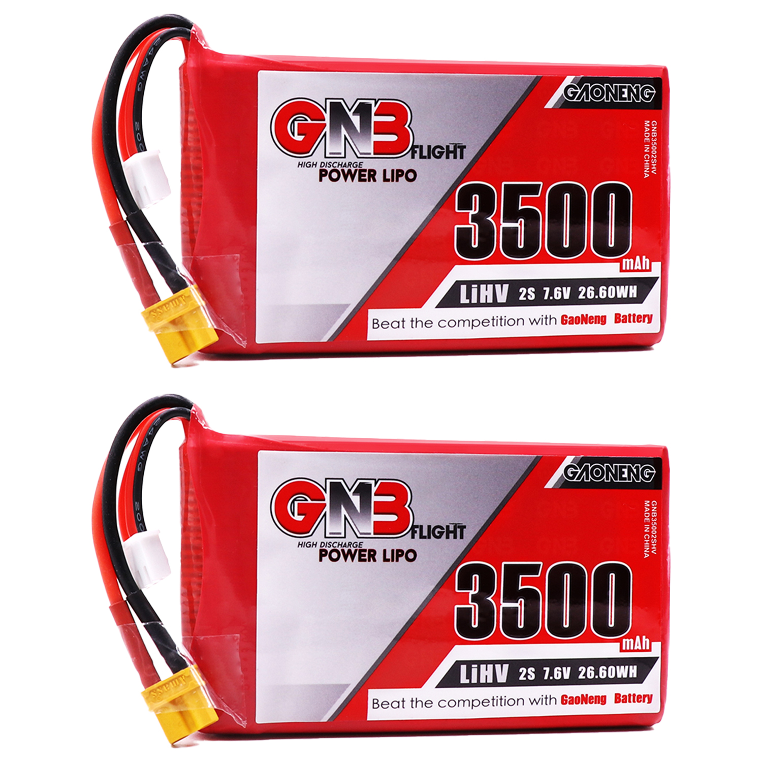 2PCS - GAONENG GNB LiHV 2S 7.6V 3500mAh 5C LiPo Battery XT30
