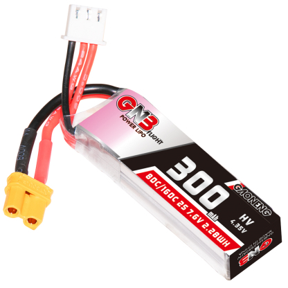 4PCS - GAONENG GNB LiHV 2S 7.6V 300mAh 80C XT30 LiPo Battery