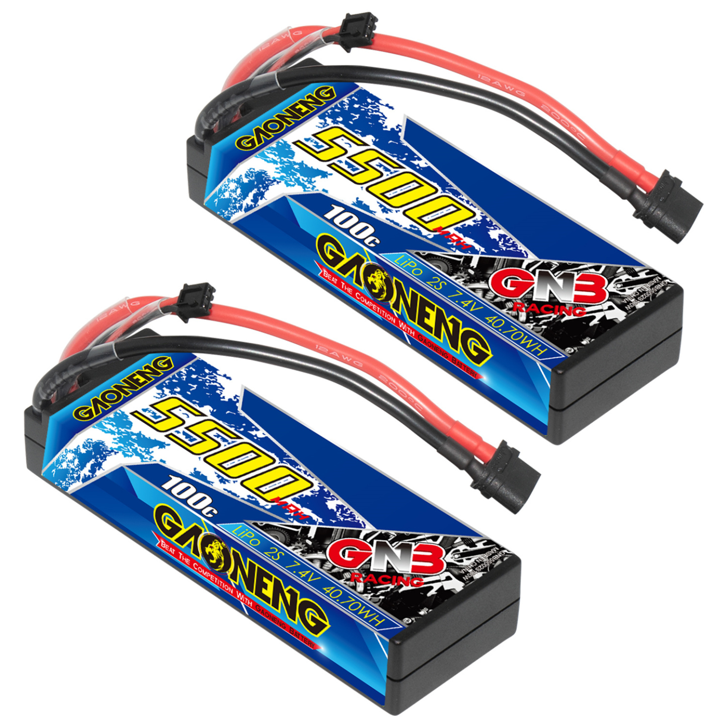 GAONENG GNB 2S 7.4V 5500mAh 100C Cabled Hard Case LiPo Battery XT60