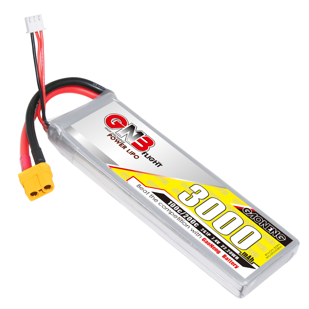 1PC - GAONENG GNB 2S 7.4V 3000mAh 100C LiPo Battery XT60