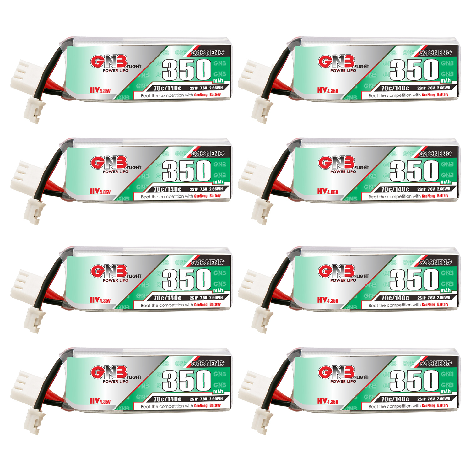 GAONENG GNB LiHV 2S 7.6V 350mAh 70C LiPo Battery PH2.0