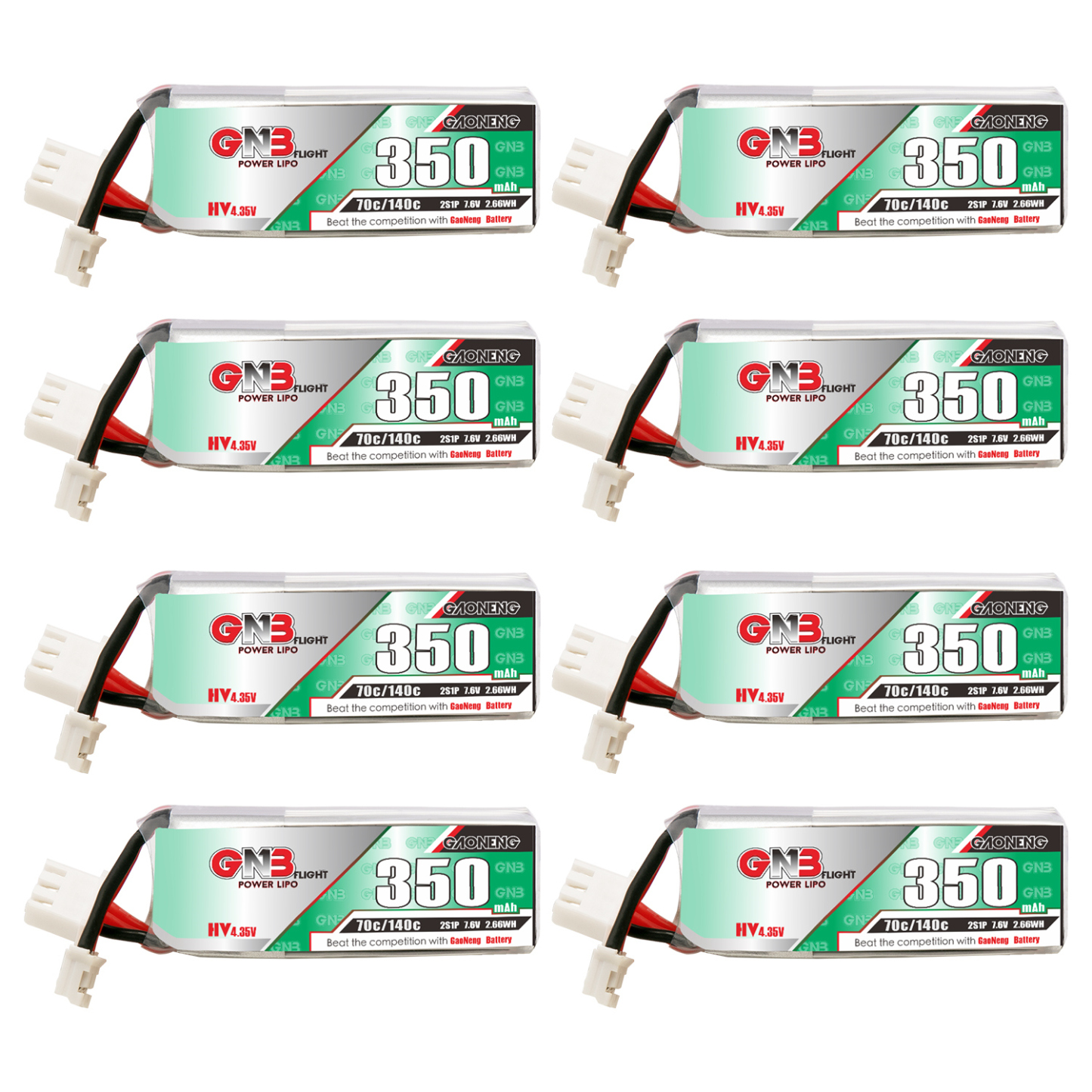 GAONENG GNB LiHV 2S 7.6V 350mAh 70C LiPo Battery PH2.0