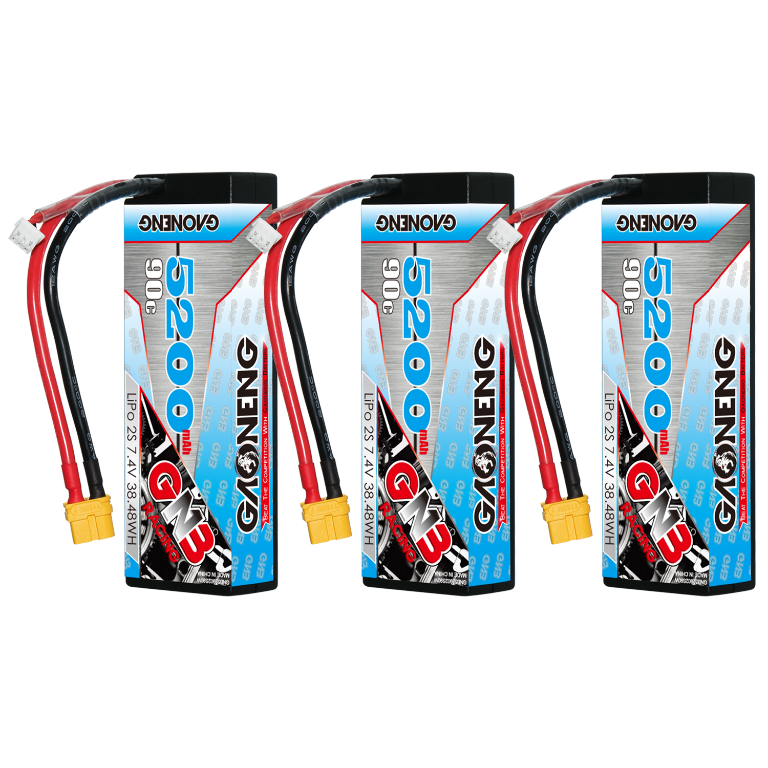 GAONENG GNB 2S 7.4V 5200mAh 90C Cabled Hard Case LiPo Battery XT60
