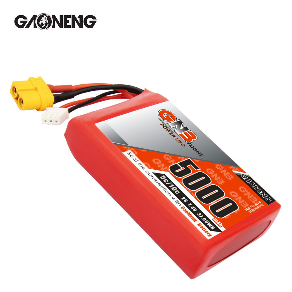 2PCS - GAONENG GNB 2S 7.4V 5000mAh 5C LiPo Battery XT60 for Radiamaster TX16S