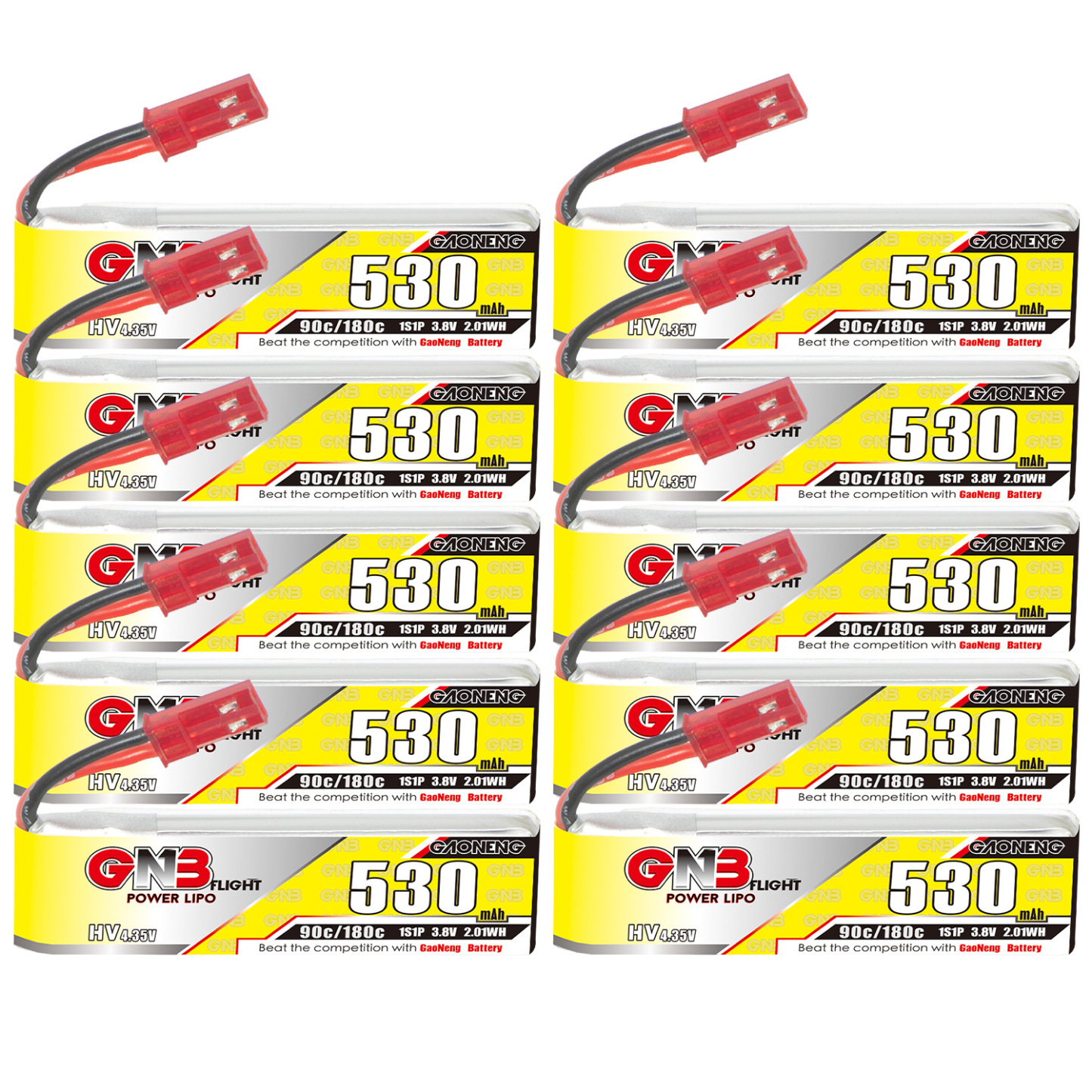 GAONENG GNB LiHV 1S 3.8V 530mAh 90C JST Cabled LiPo Battery