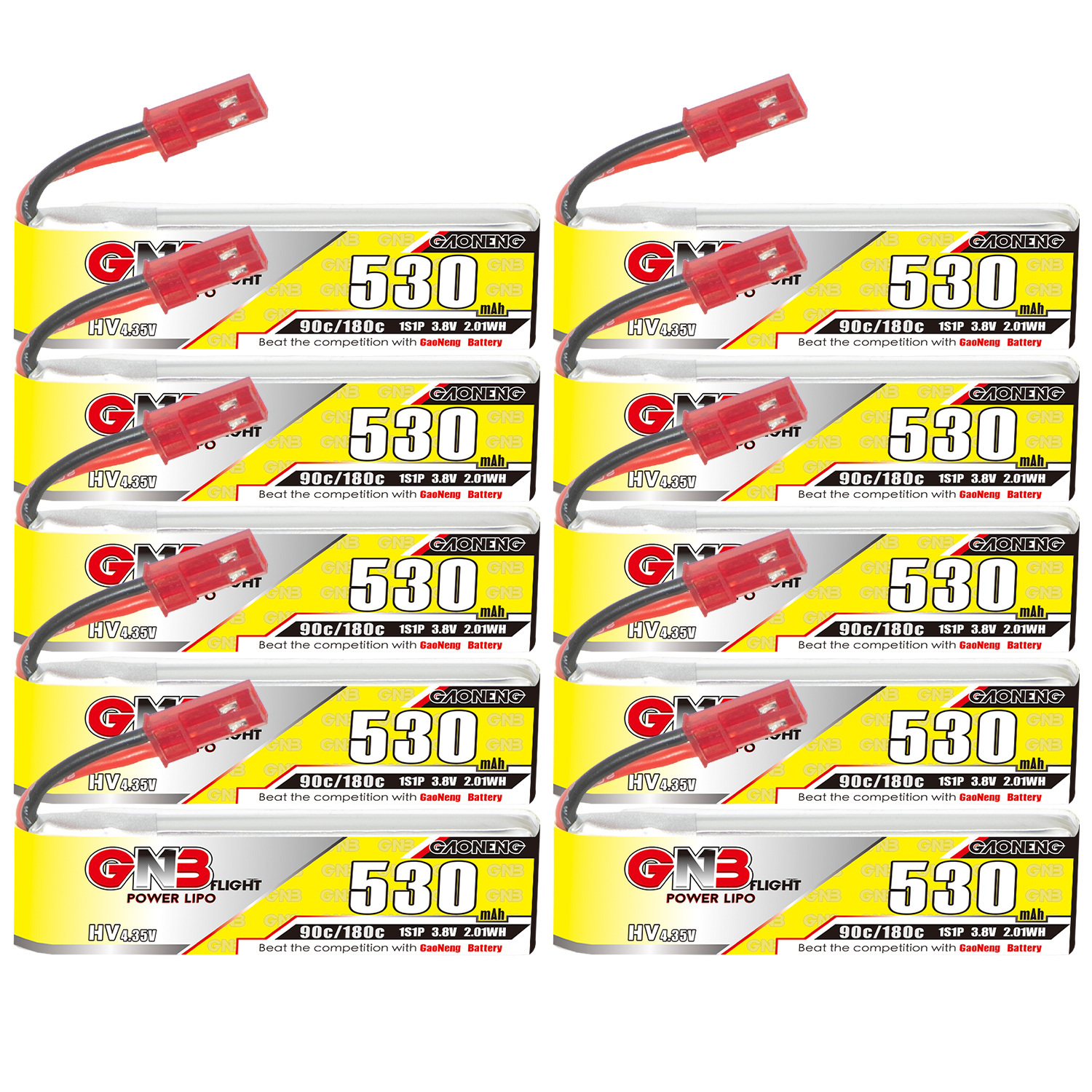GAONENG GNB LiHV 1S 3.8V 530mAh 90C JST Cabled LiPo Battery