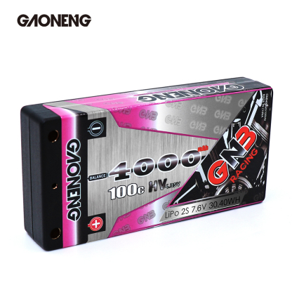 1PC - GAONENG GNB 2S 7.6V 4000mAh 100C LCG Shorty 4mm Hard Case LiPo Battery T-Plug
