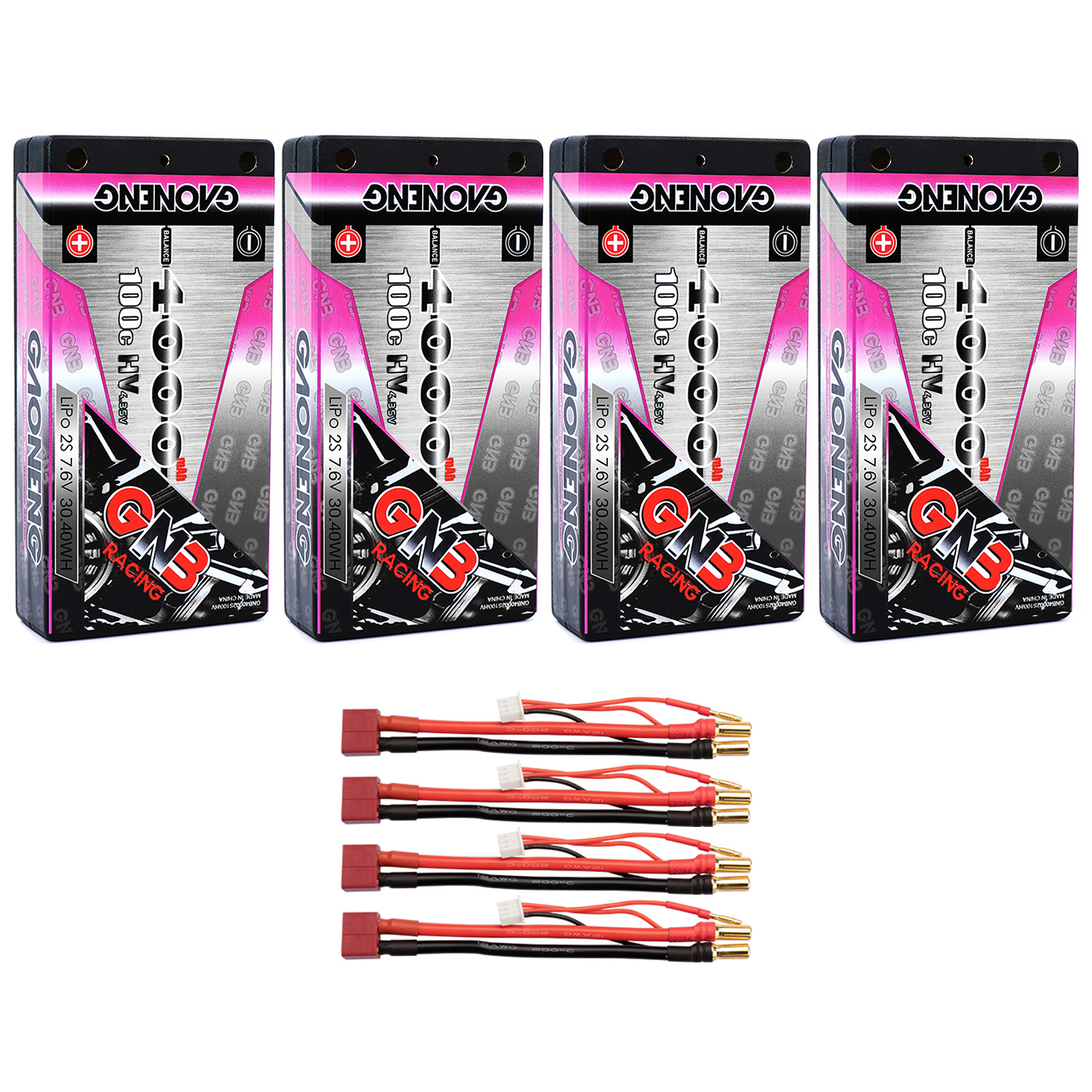 GAONENG GNB 2S 7.6V 4000mAh 100C LCG Shorty 4mm Bullet Hard Case LiPo Battery