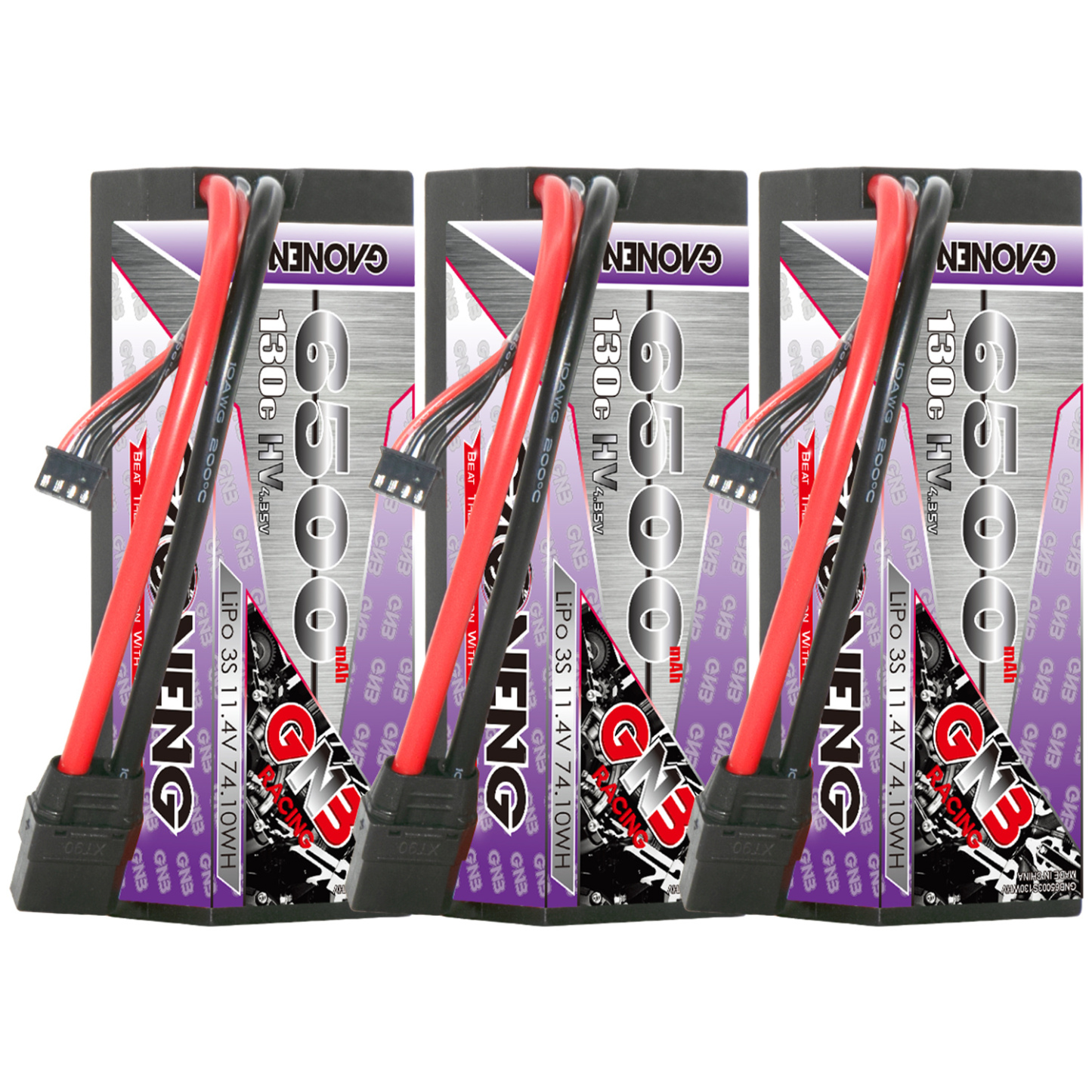 GAONENG GNB LiHV 3S 11.4V 6500mAh 130C Cabled Hard Case LiPo Battery XT90