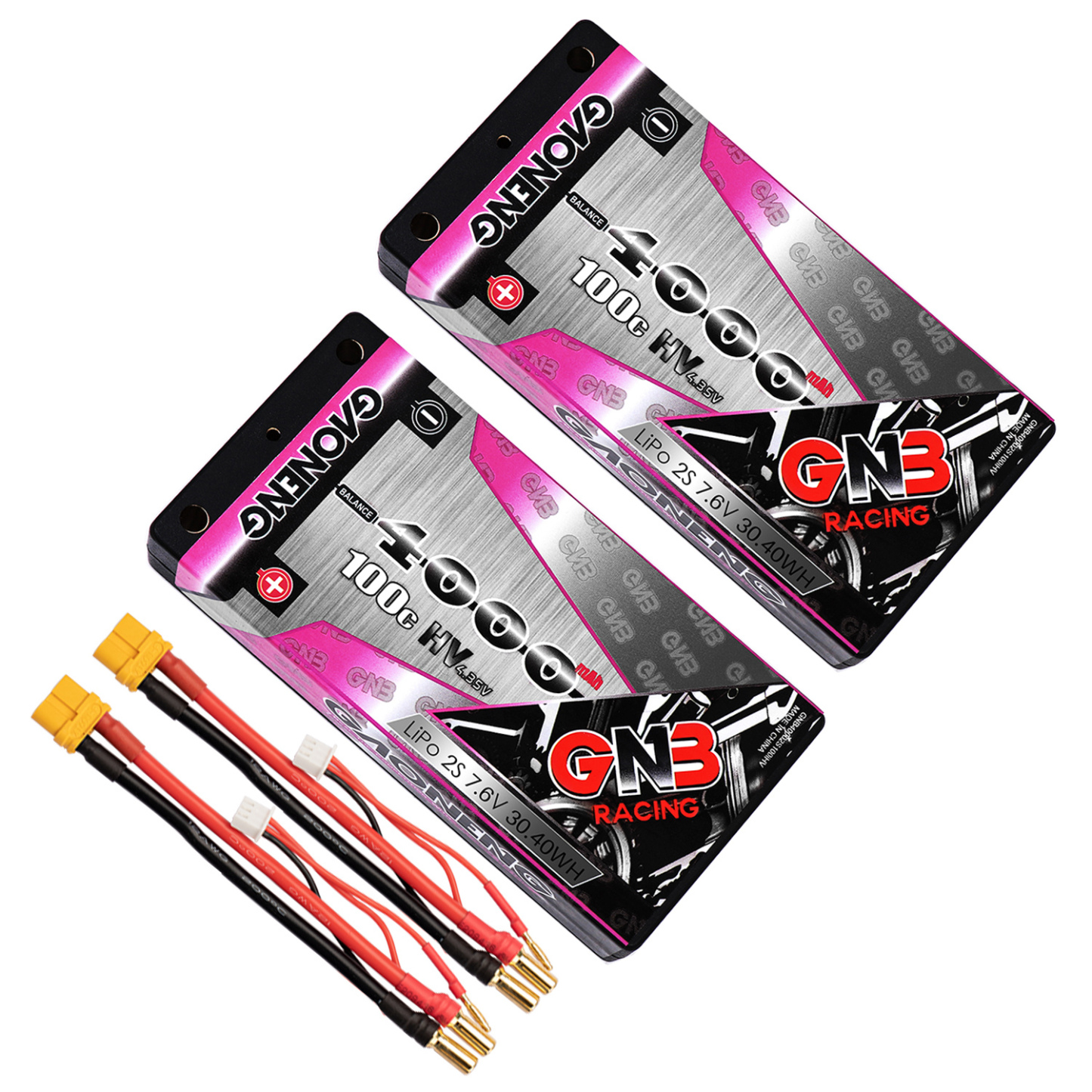 GAONENG GNB 2S 7.6V 4000mAh 100C LCG Shorty 4mm Bullet Hard Case LiPo Battery