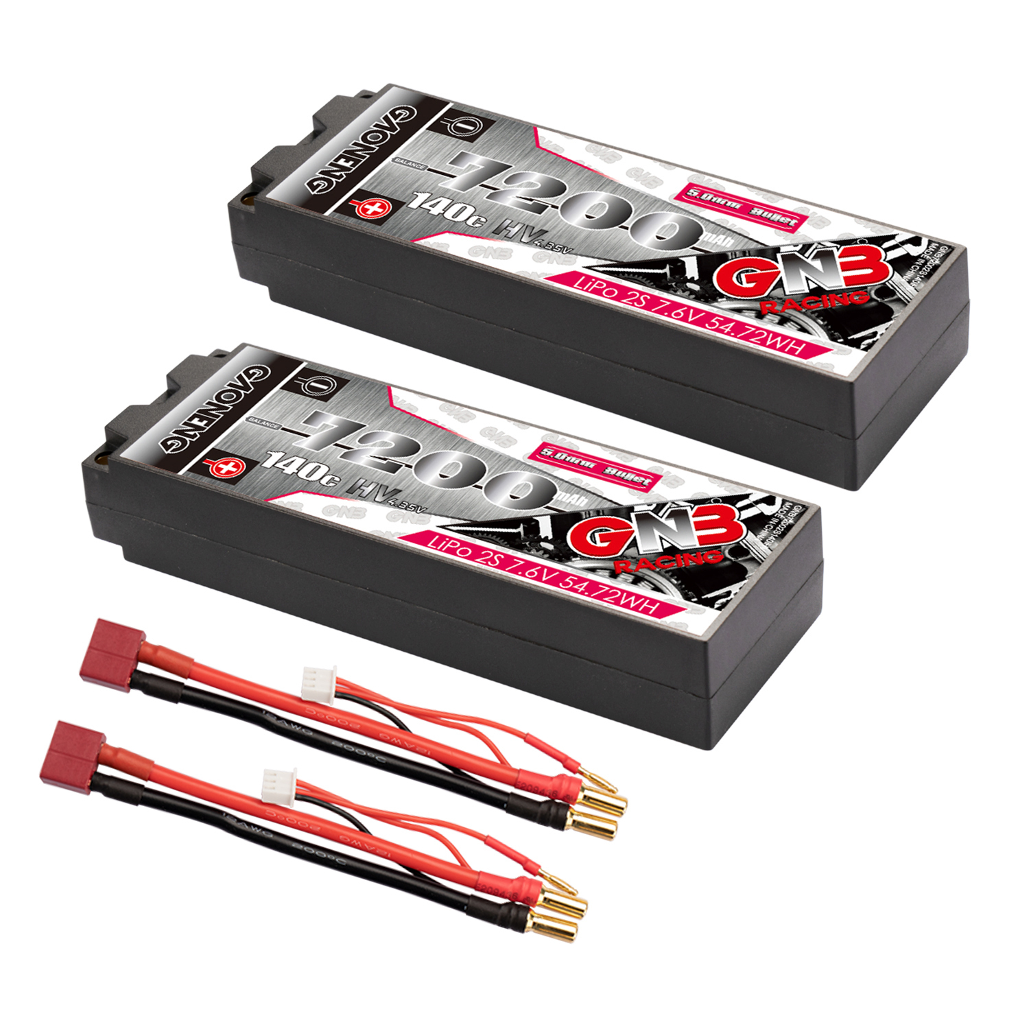 GAONENG GNB LiHV 2S 7.6V 7200mAh 140C 5mm Hard Case LCG LiPo Battery