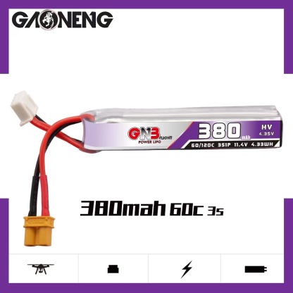 GAONENG GNB LiHV 3S 11.4V 380mAh 60C XT30 LiPo Battery