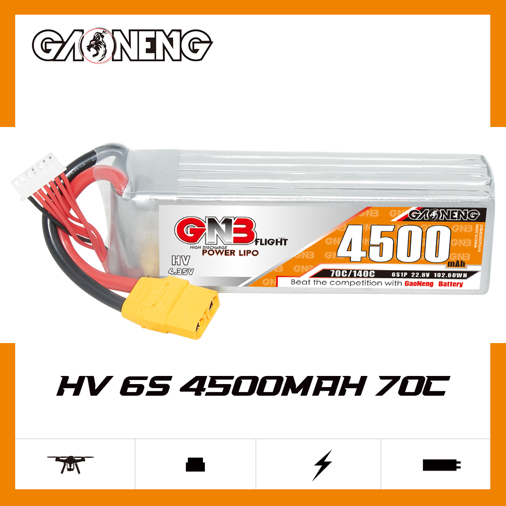 1PC - GAONENG GNB LiHV 6S 22.8V 4500mAh 70C LiPo Battery XT90