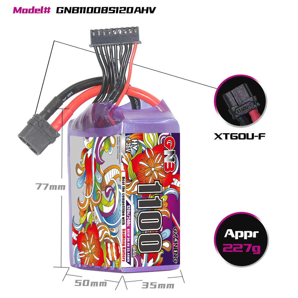 GAONENG GNB LiHV 8S 30.4V 1100mAh 120C XT60 LiPo Battery