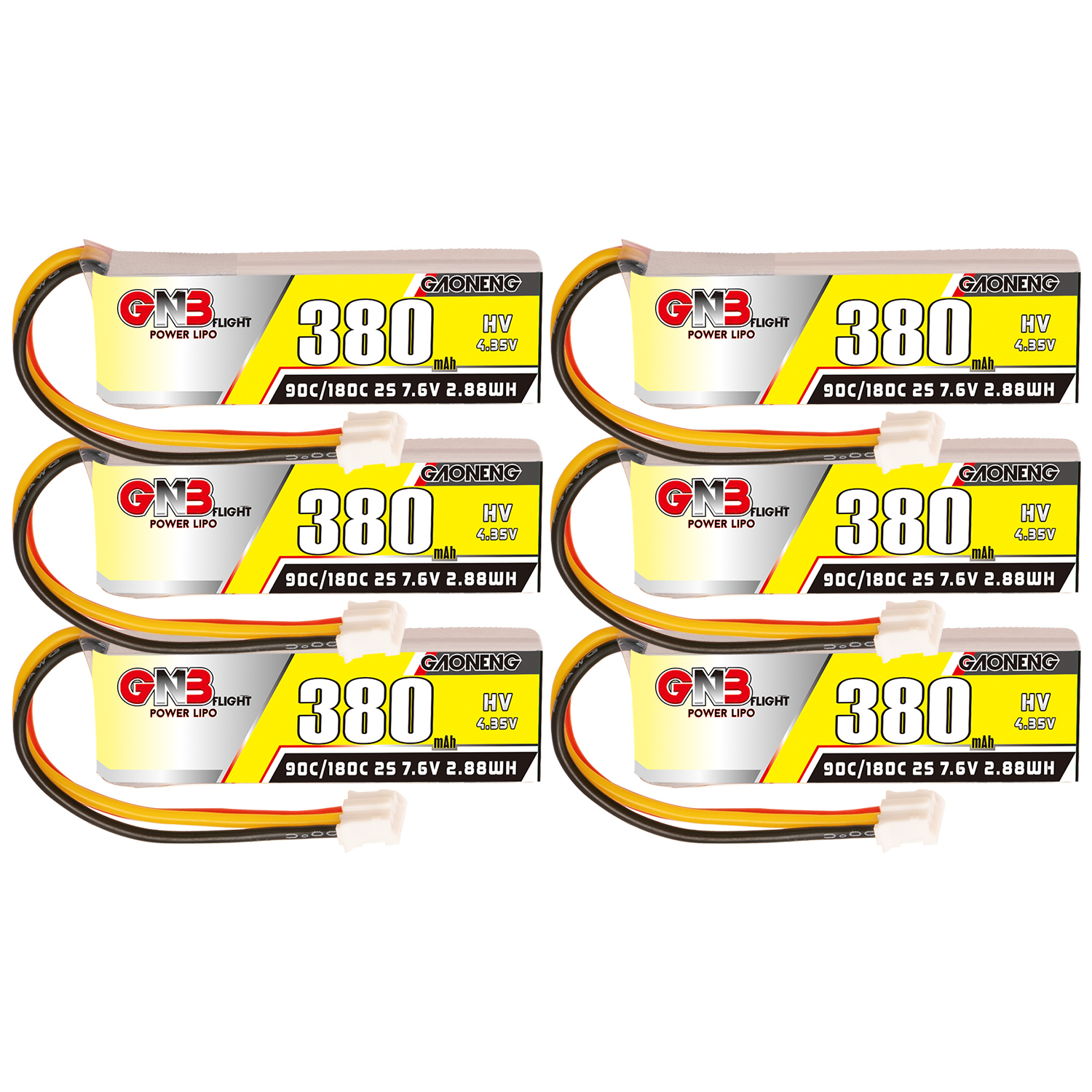 GAONENG GNB LiHV 2S 7.6V 380mAh 90C LiPo Battery PH2.0 3Pin Connector