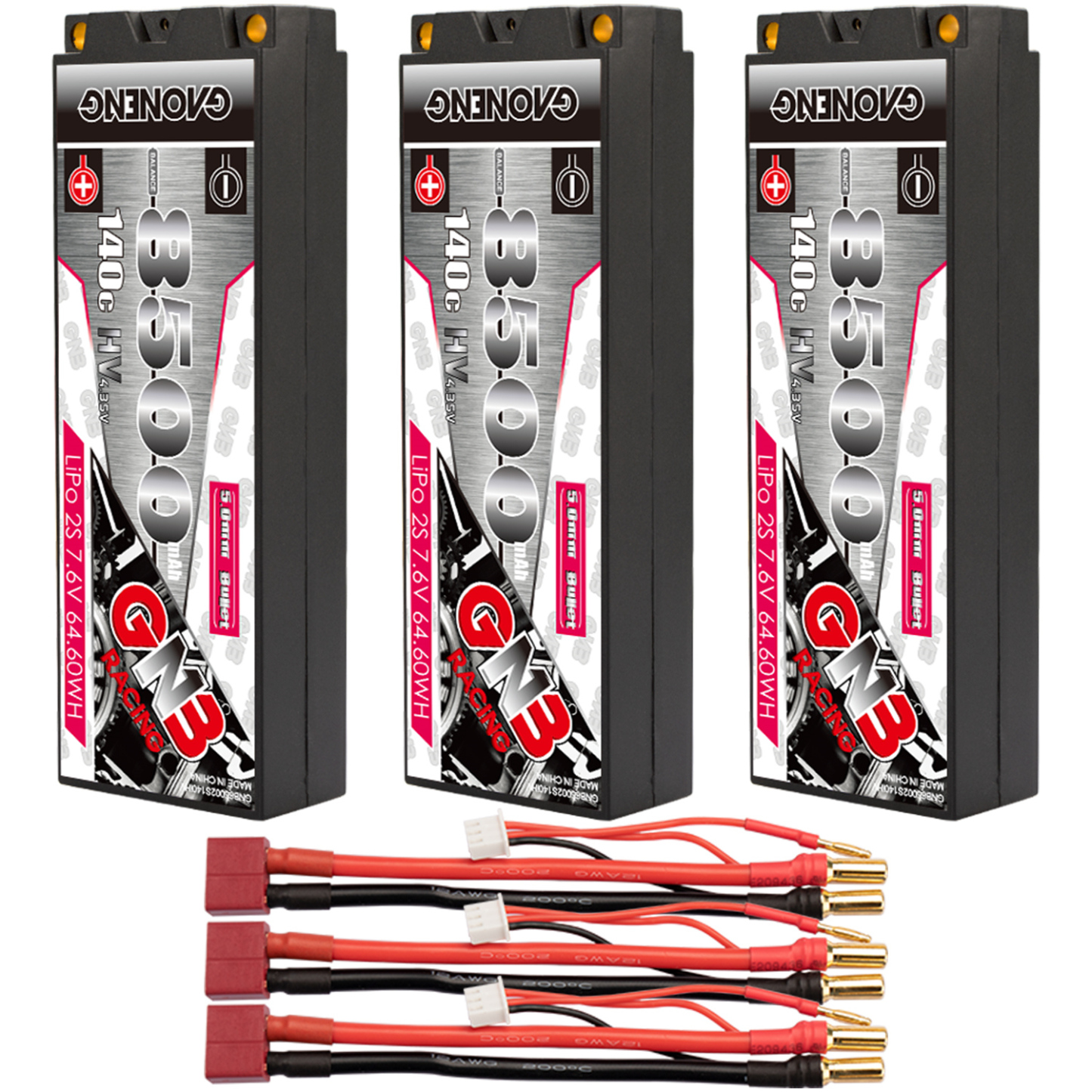 GAONENG GNB LiHV 2S 7.6V 8500mAh 140C 5mm Bullet Hard Case LiPo Battery