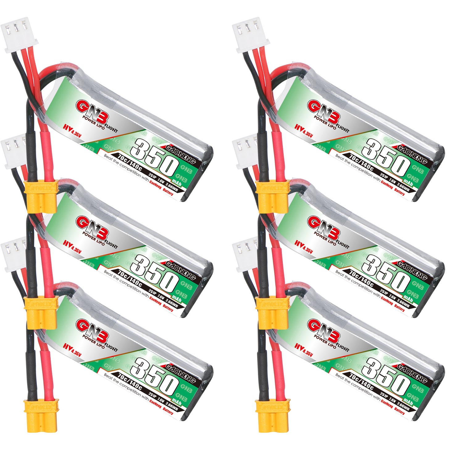 GAONENG GNB LiHV 2S 7.6V 350mAh 70C LiPo Battery XT30