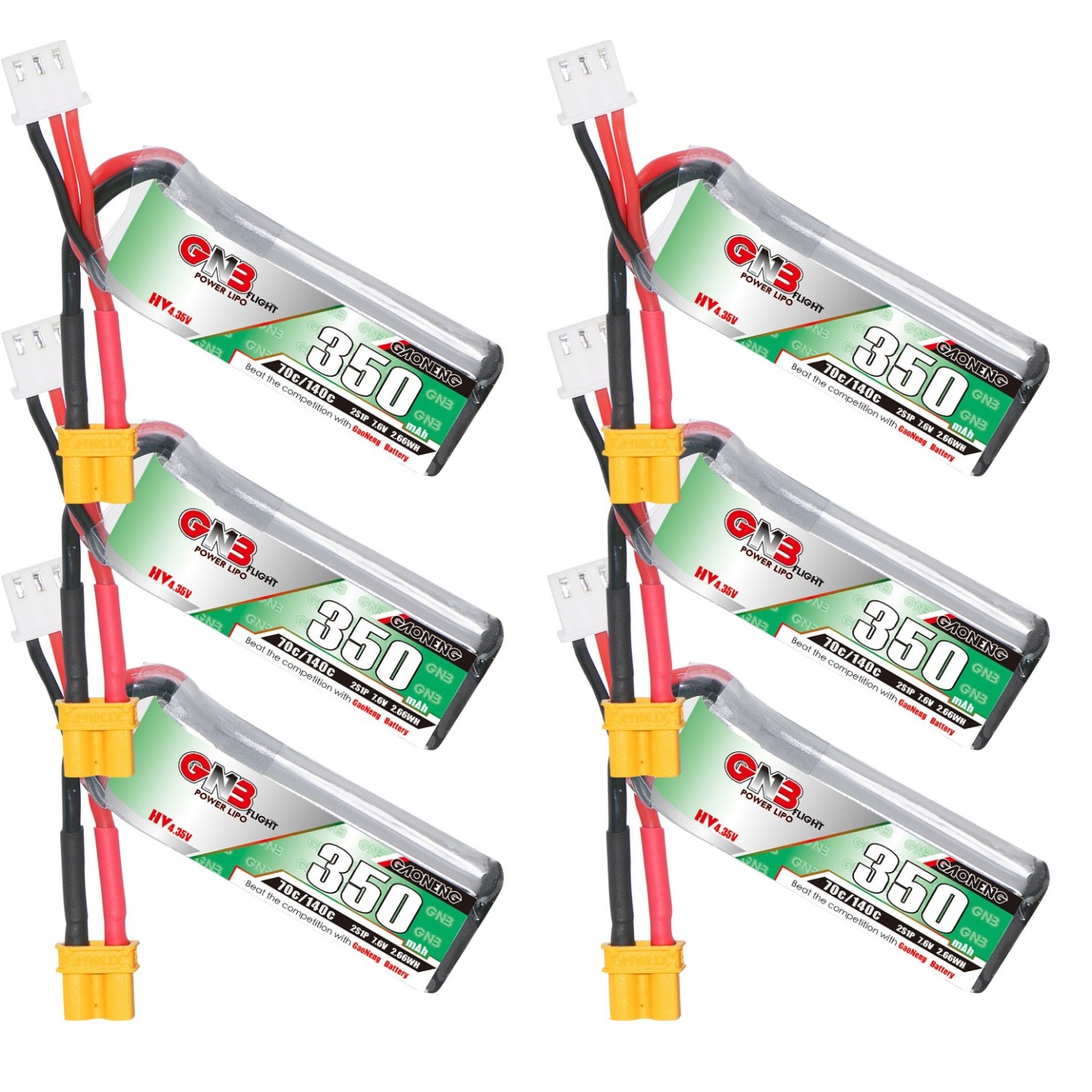 GAONENG GNB LiHV 2S 7.6V 350mAh 70C LiPo Battery XT30