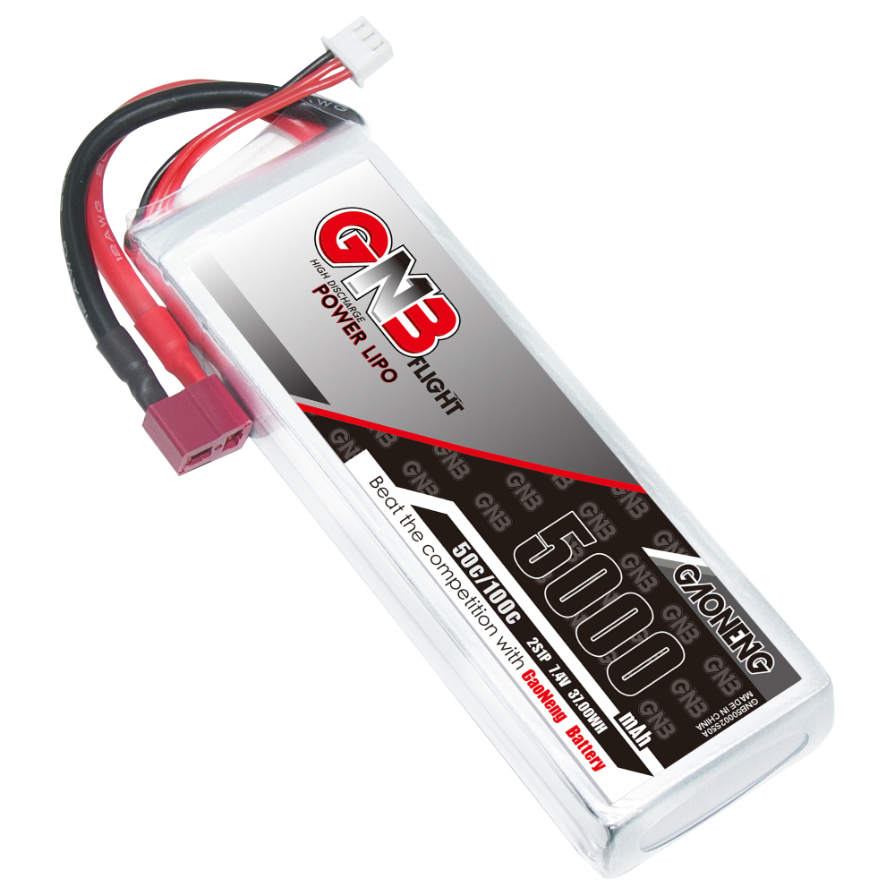 1PCS - GAONENG GNB 2S 7.4V 5000mAh 50C LiPo Battery T-Plug