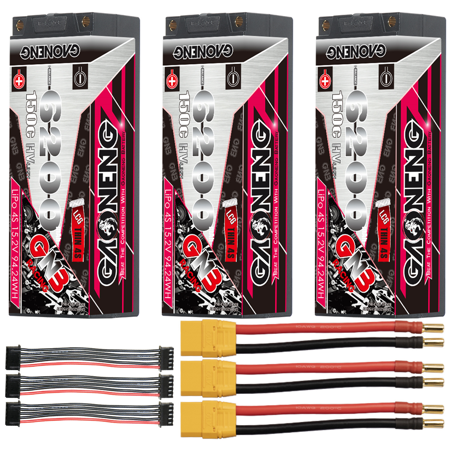 GAONENG GNB LiHV 4S 15.2V 6200mAh 150C 5mm Bullet LCG Thin 4S Hard Case LiPo Battery