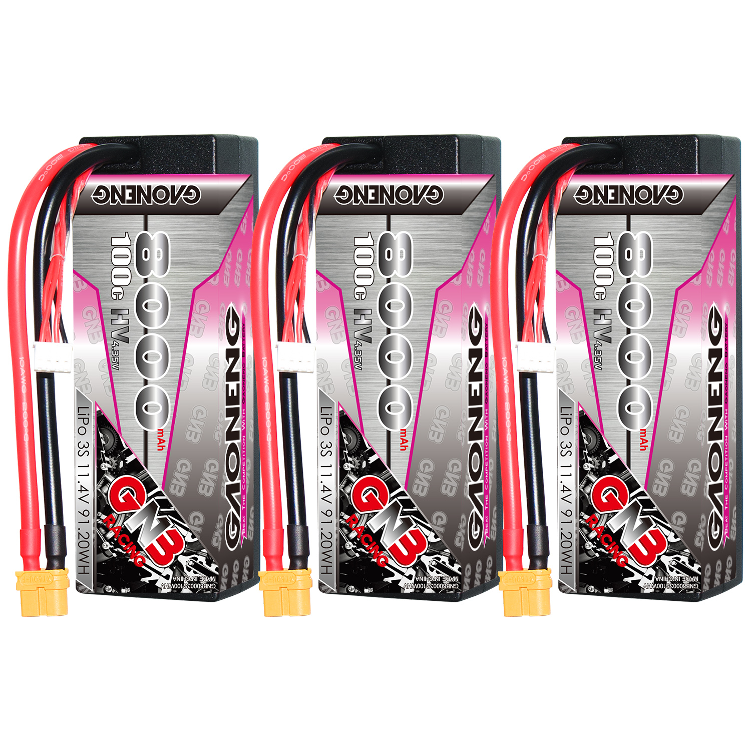 GAONENG GNB LiHV 3S 11.4V 8000mAh 100C Cabled Hard Case LiPo Battery XT60