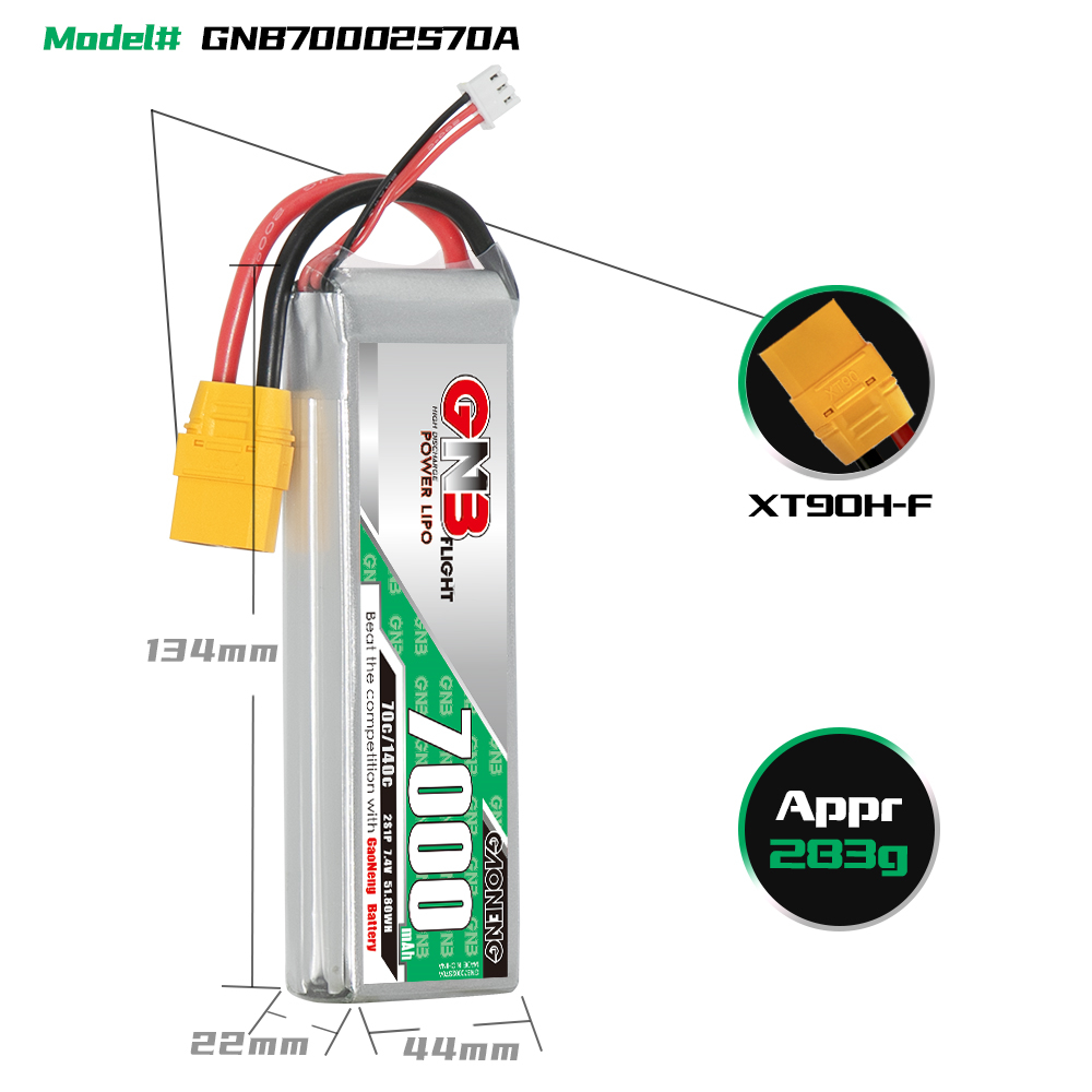 GAONENG GNB 2S 7.4V 7000mAh 70C LiPo Battery XT90