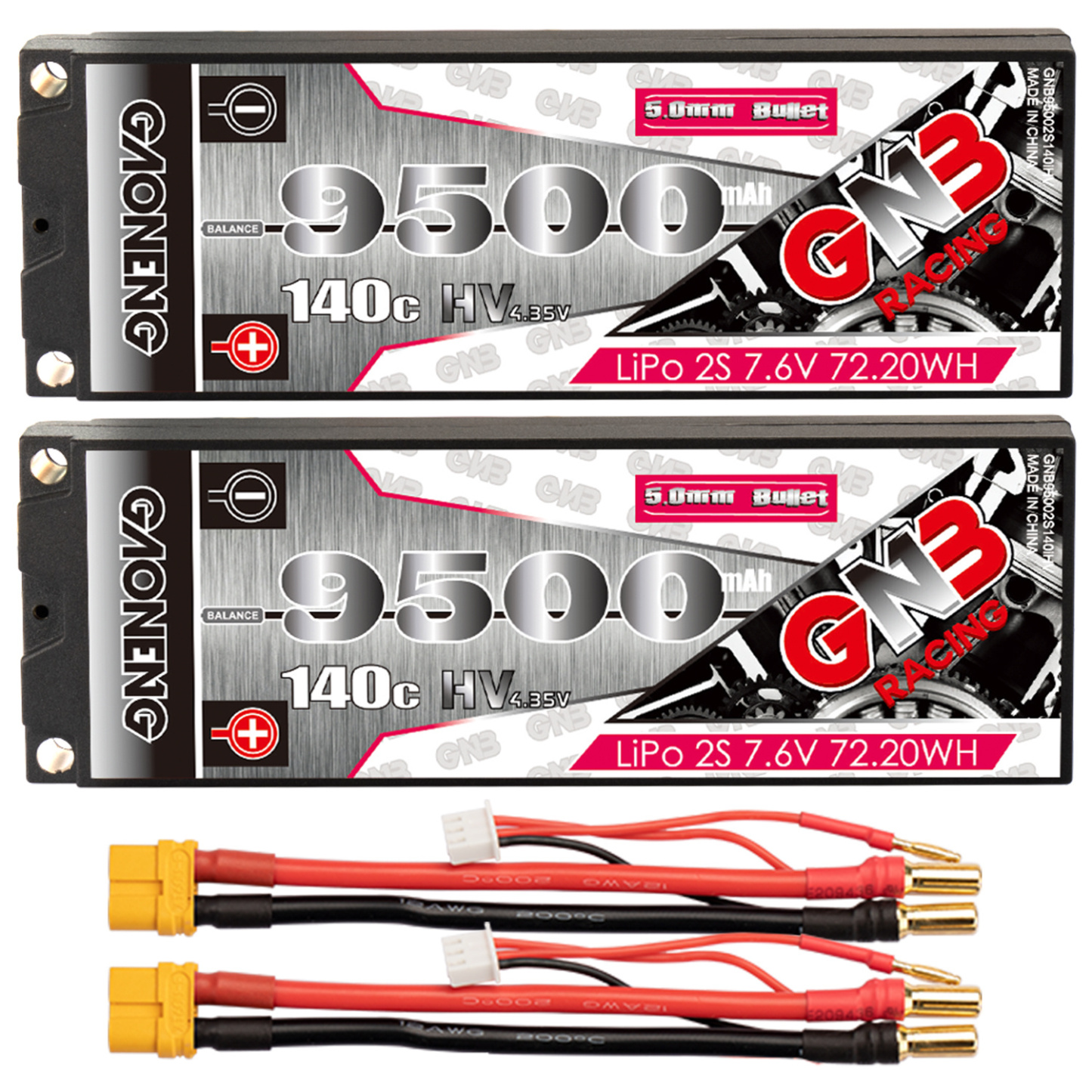 GAONENG GNB LiHV 2S 7.6V 9500mAh 140C Hard Case LiPo Battery