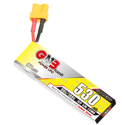 4PCS - GAONENG GNB LiHV 1S 3.8V 530mAh 90C XT30 Cabled LiPo Battery