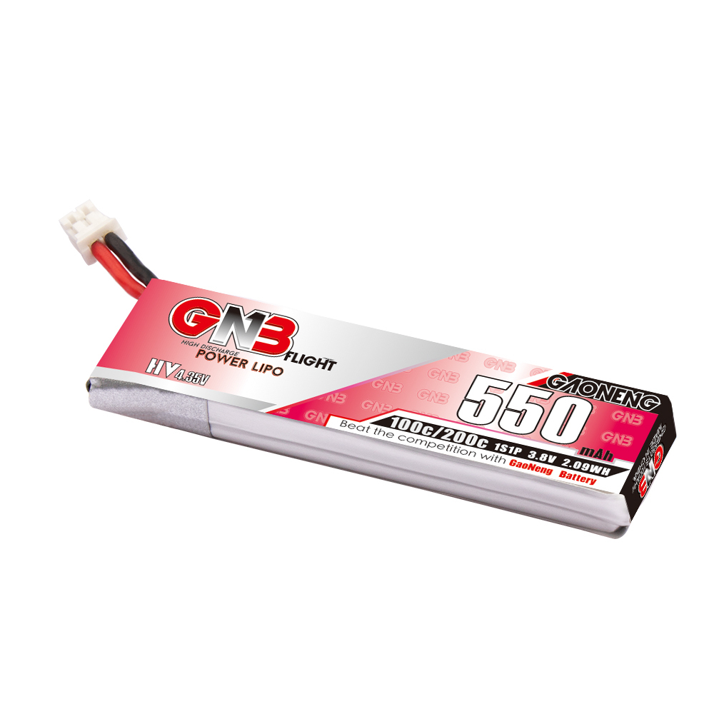 4PCS - GAONENG GNB LiHV 1S 3.8V 550mAh 100C PH2.0 Cabled LiPo Battery