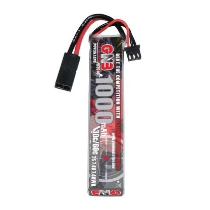 2PCS - GAONENG GNB 2S 7.4V 1000mAh 30C Mini Tamiya LiPo Battery for AirSoft