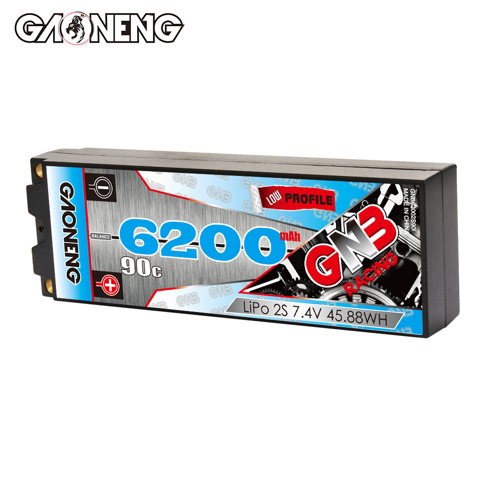 1PC - GAONENG GNB 2S 7.4V 6200mAh 90C 5mm Bullet Hard Case LiPo Battery T-Plug