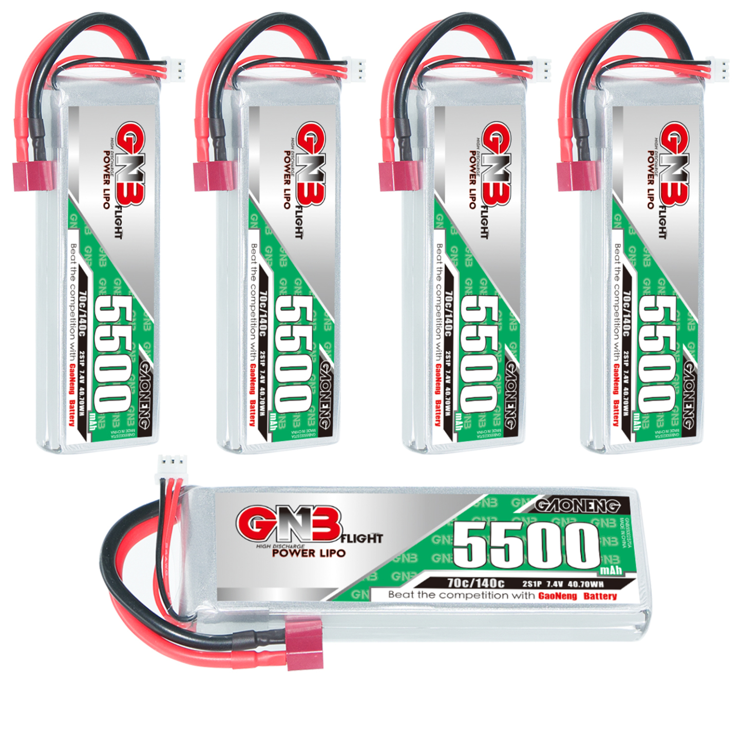GAONENG GNB 2S 7.4V 5500mAh 70C LiPo Battery T-PLUG