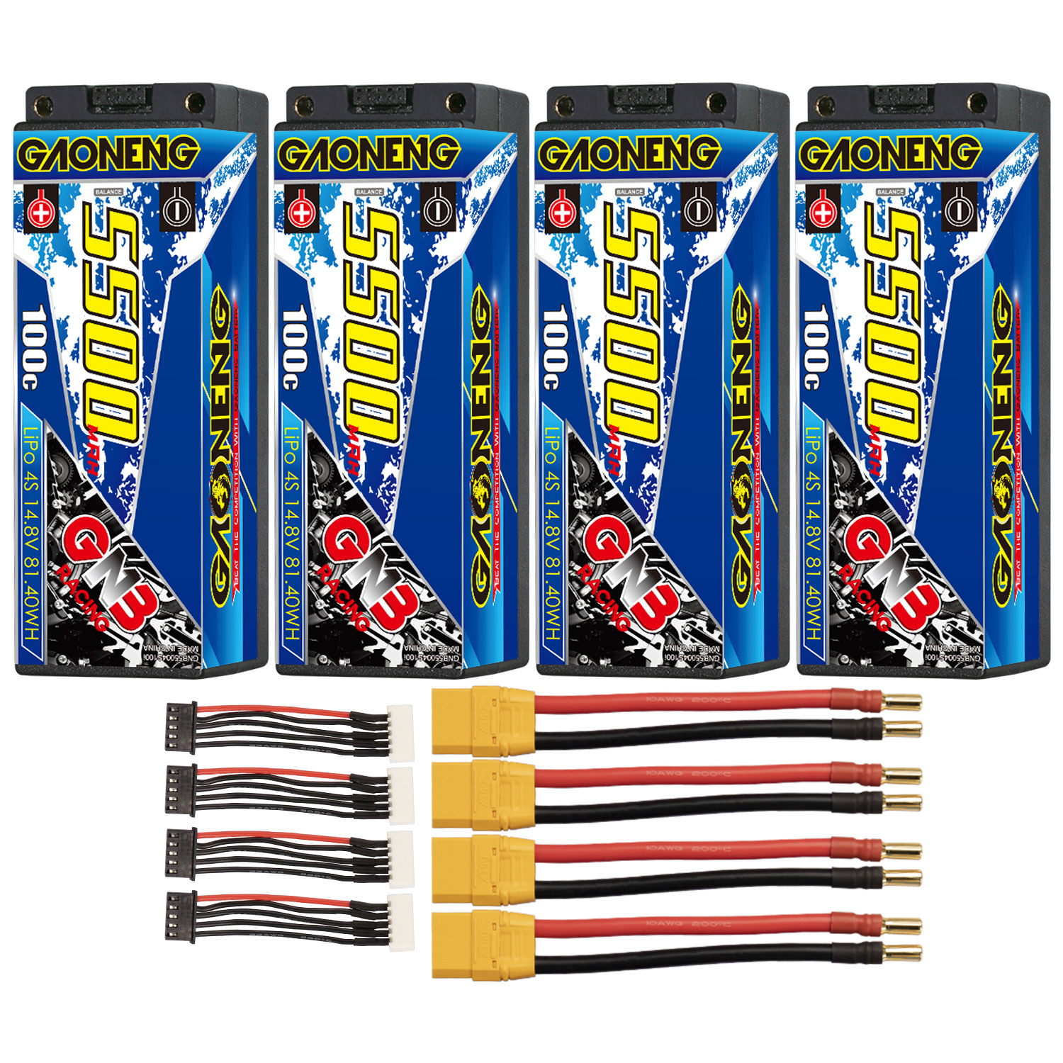 GAONENG GNB 4S 14.8V 5500mAh 100C 5mm Bullet Hard Case LiPo Battery