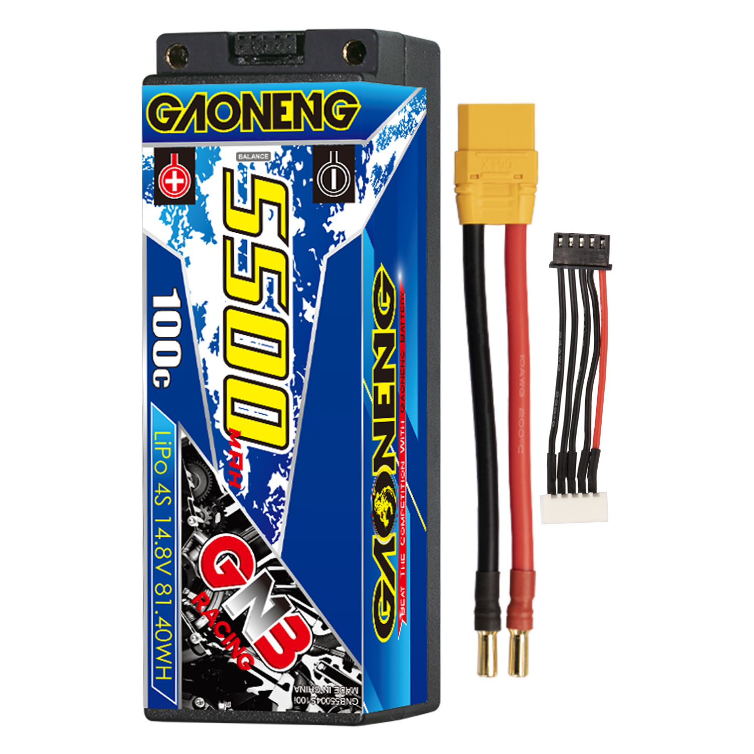 GAONENG GNB 4S 14.8V 5500mAh 100C 5mm Bullet Hard Case LiPo Battery