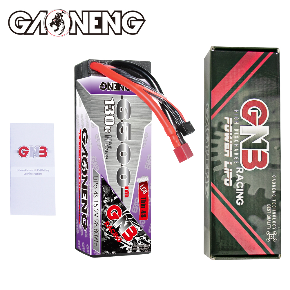 GAONENG GNB LiHV 4S 15.2V 6500mAh 130C LCG Cabled Hard Case LiPo Battery T-PLUG