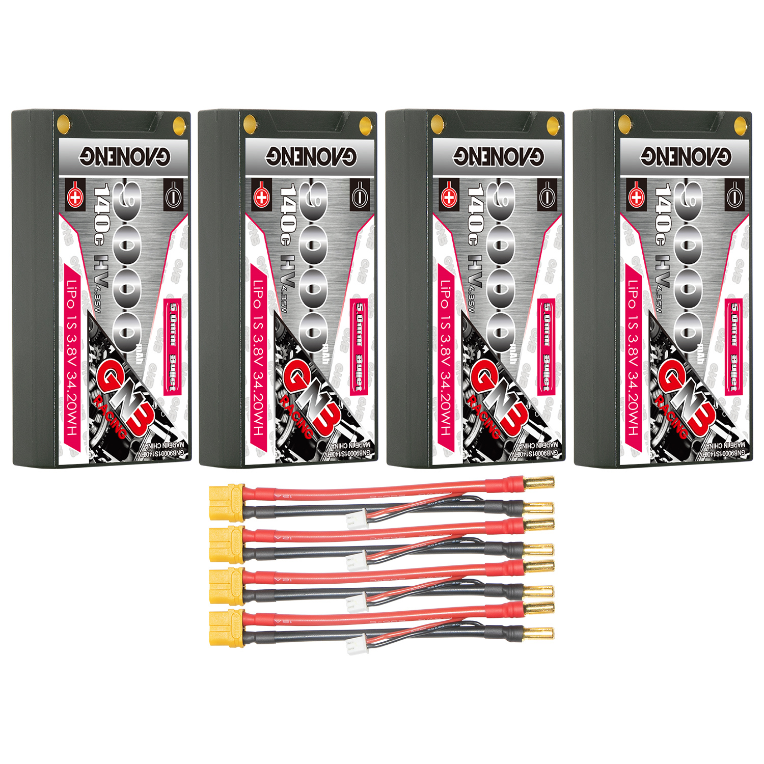 GAONENG GNB LiHV 1S 3.8V 9000mAh 140C 5mm Bullet Hard Case LiPo Battery