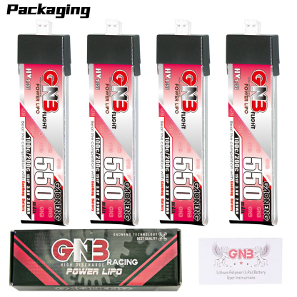 4PCS - GAONENG GNB LiHV 1S 3.8V 550mAh 100C PH2.0 Plastic Head LiPo Battery