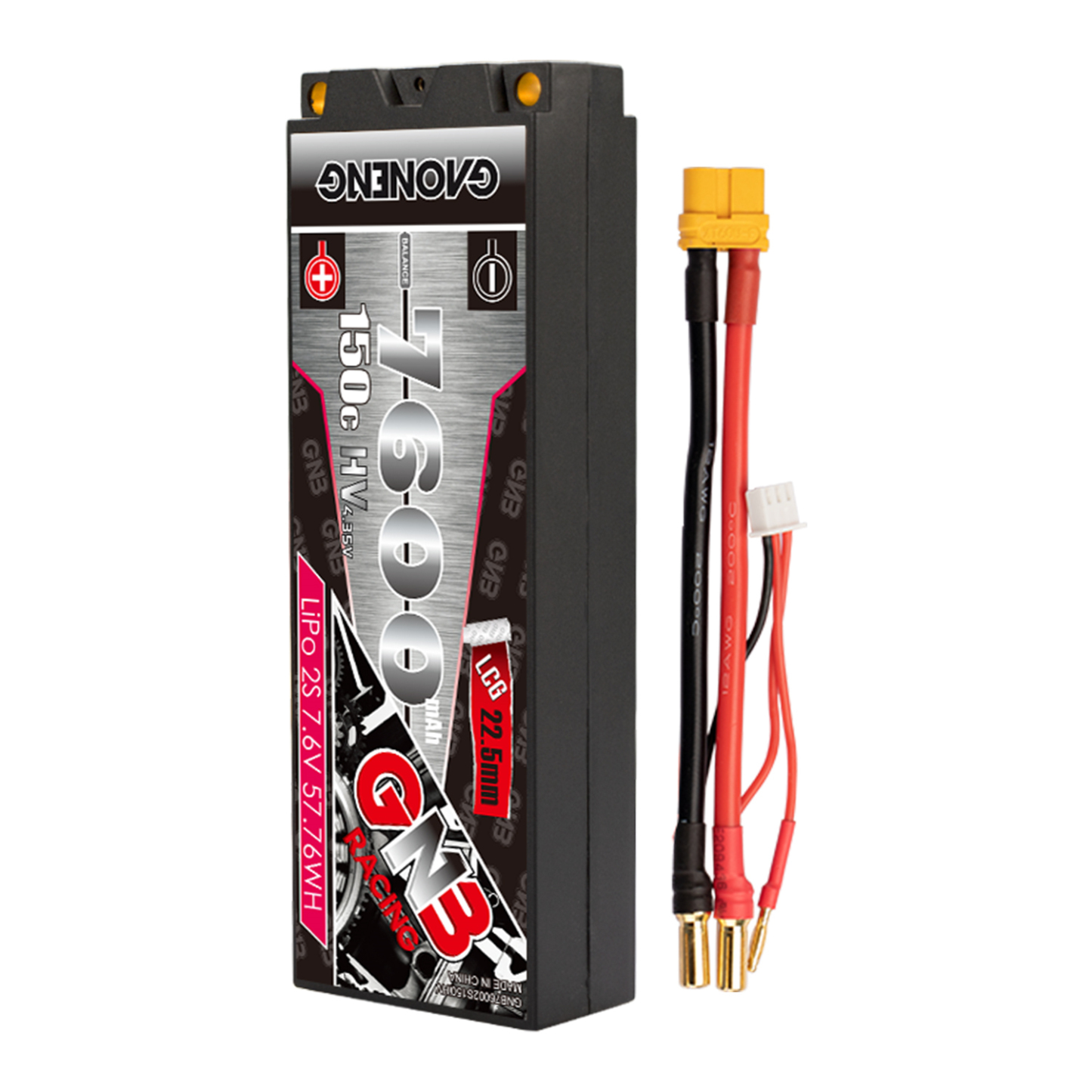 GAONENG GNB LiHV 2S 7.6V 7600mAh 150C LCG Hard Case LiPo Battery