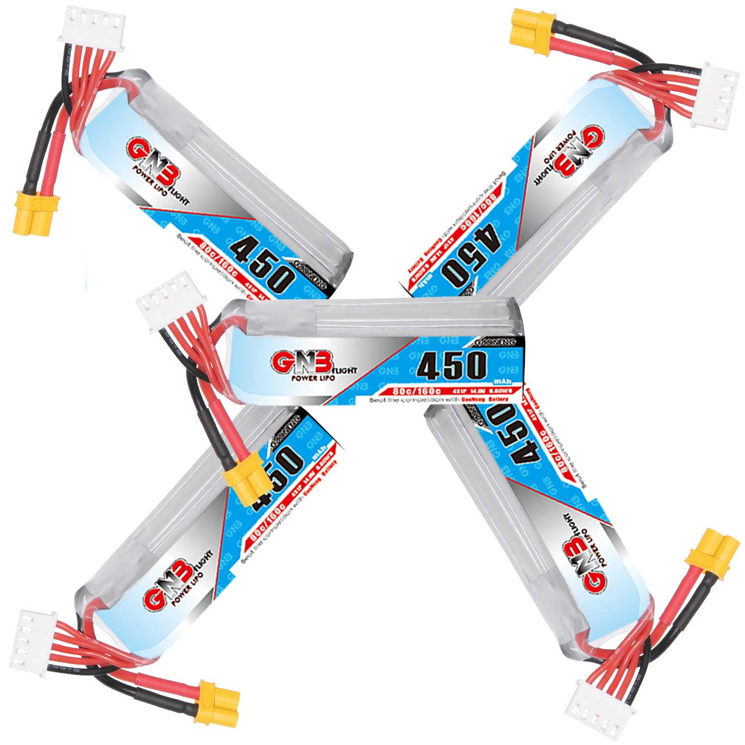 GAONENG GNB 4S 14.8V 450mAh 80C XT30 LiPo Battery Long Type