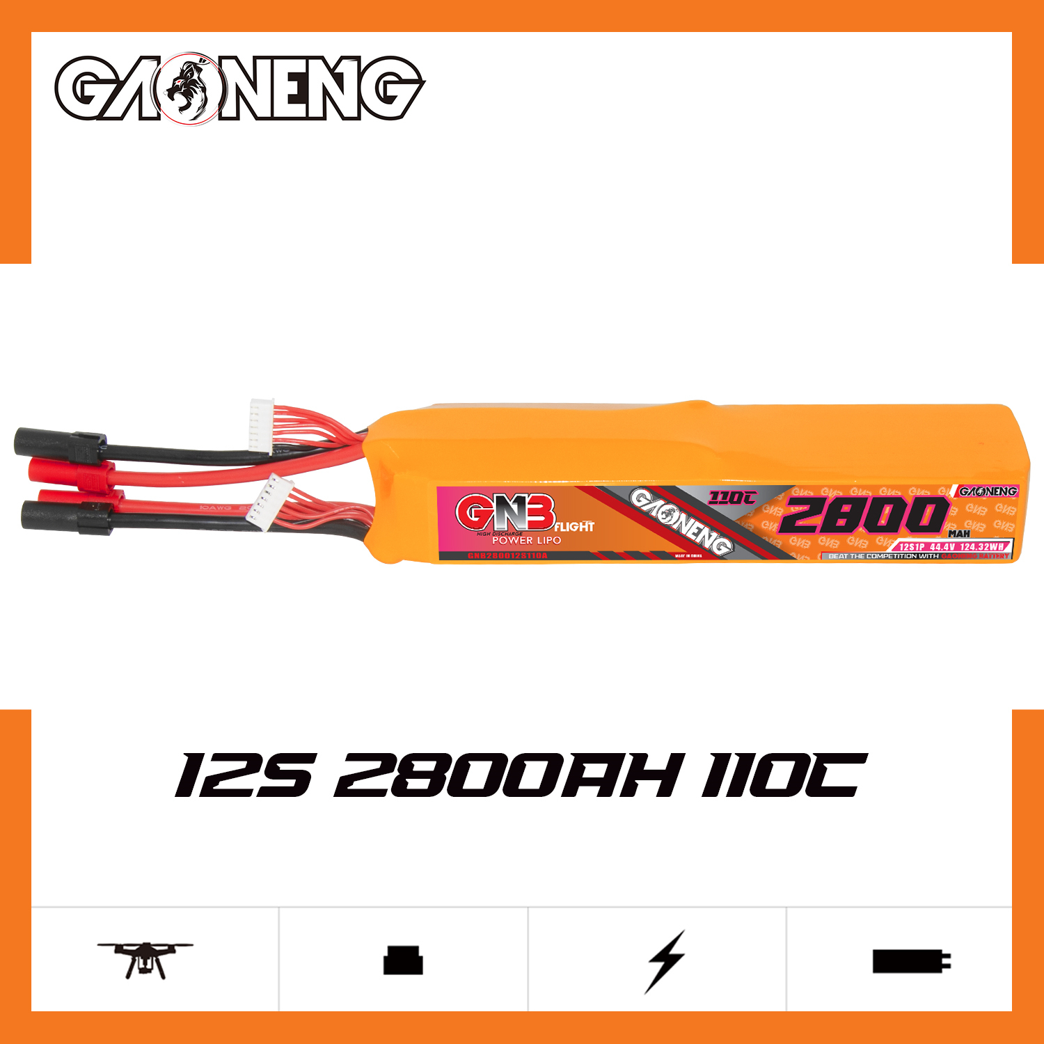GAONENG GNB 12S 44.4V 2800mAh 110C LiPo Battery XT150