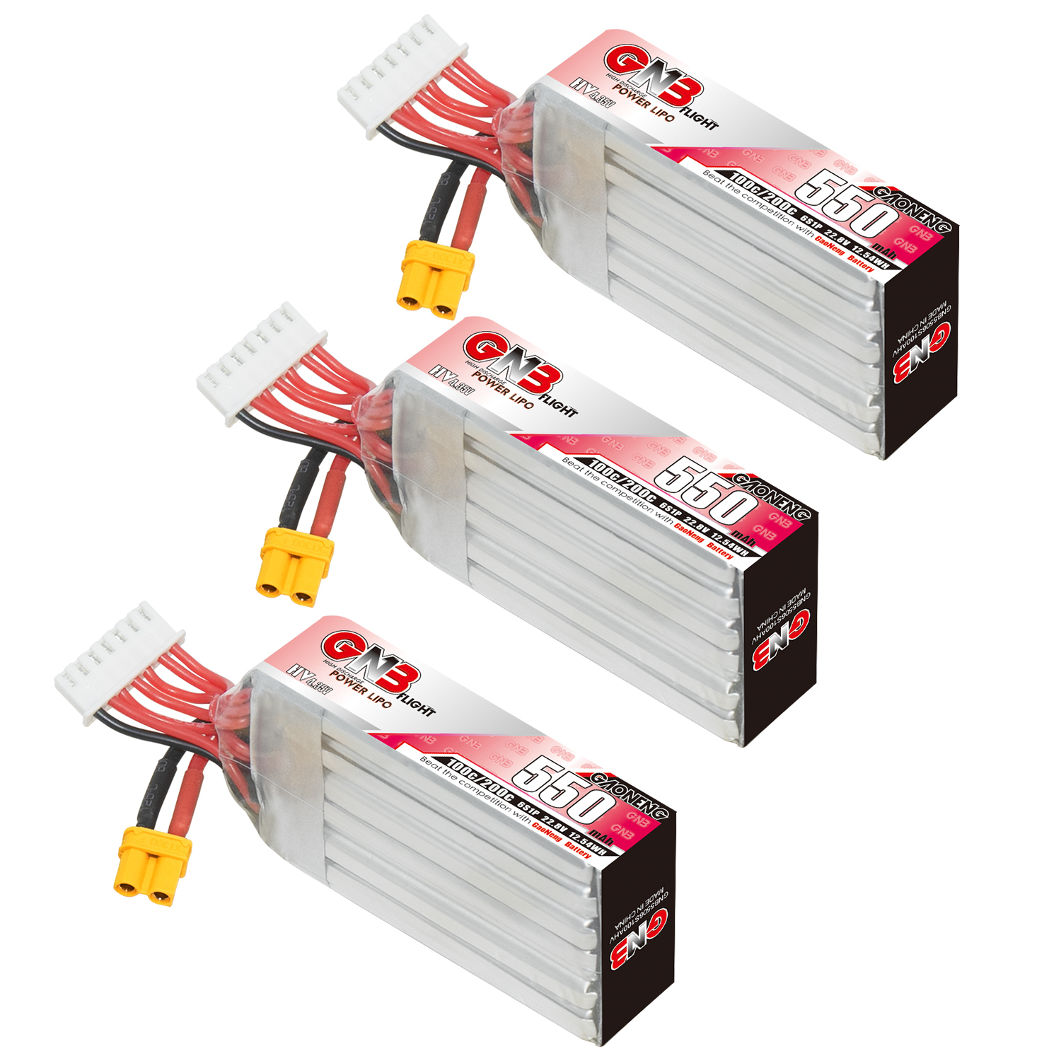 GAONENG GNB LiHV 6S 22.8V 550mAh 100C XT30 LiPo Battery Long Type