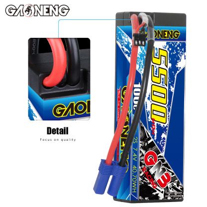 1PC - GAONENG GNB 2S 7.4V 5500mAh 100C Cabled Hard Case LiPo Battery EC5