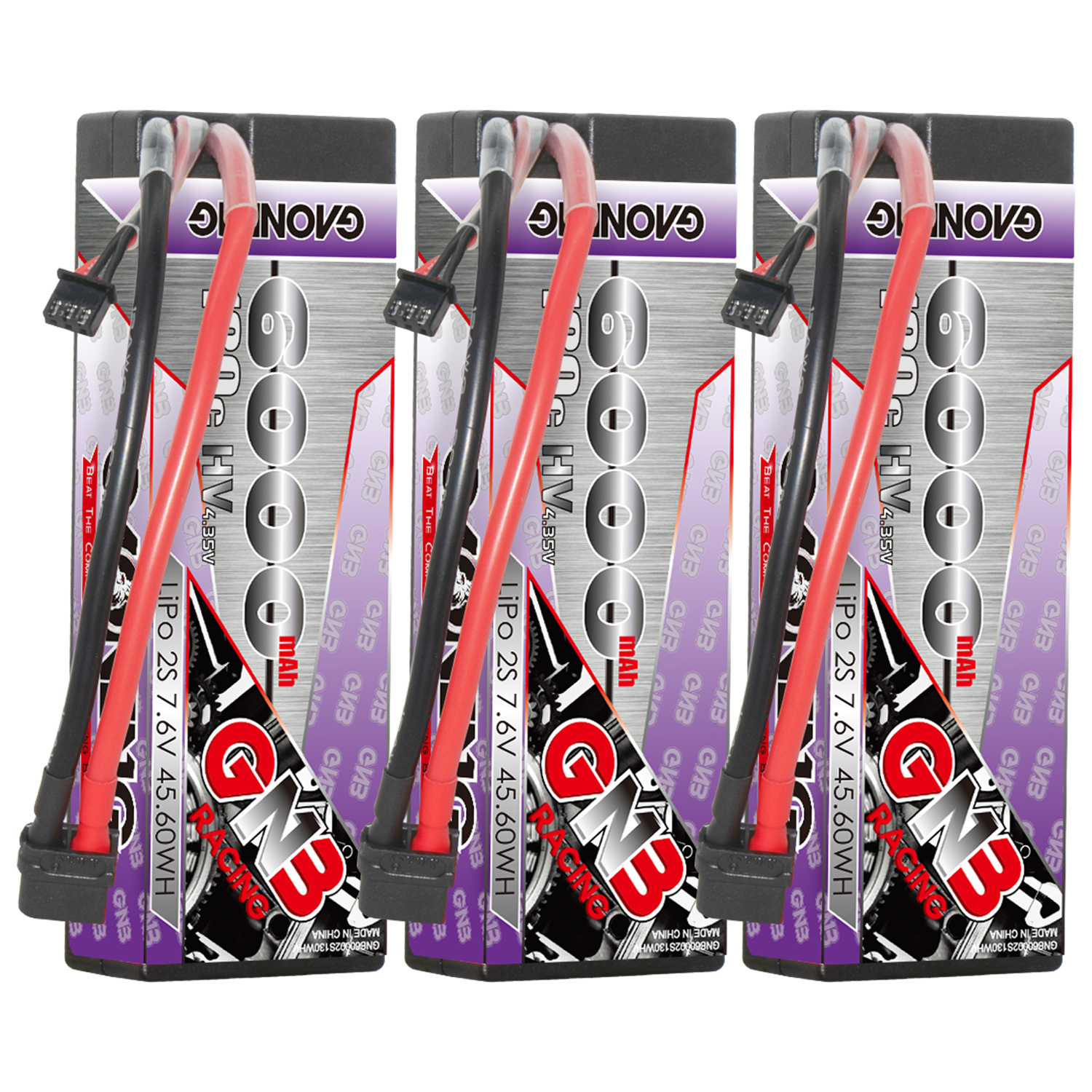 GAONENG GNB LiHV 2S 7.6V 6500mAh 130C Cabled Hard Case LiPo Battery XT60