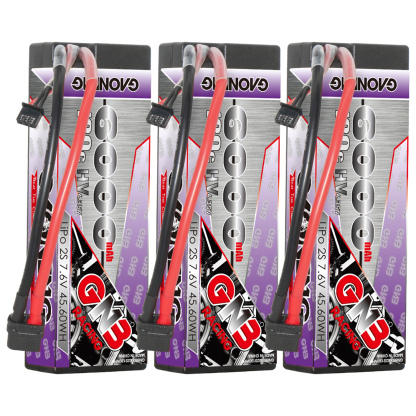 GAONENG GNB LiHV 2S 7.6V 6500mAh 130C Cabled Hard Case LiPo Battery XT60