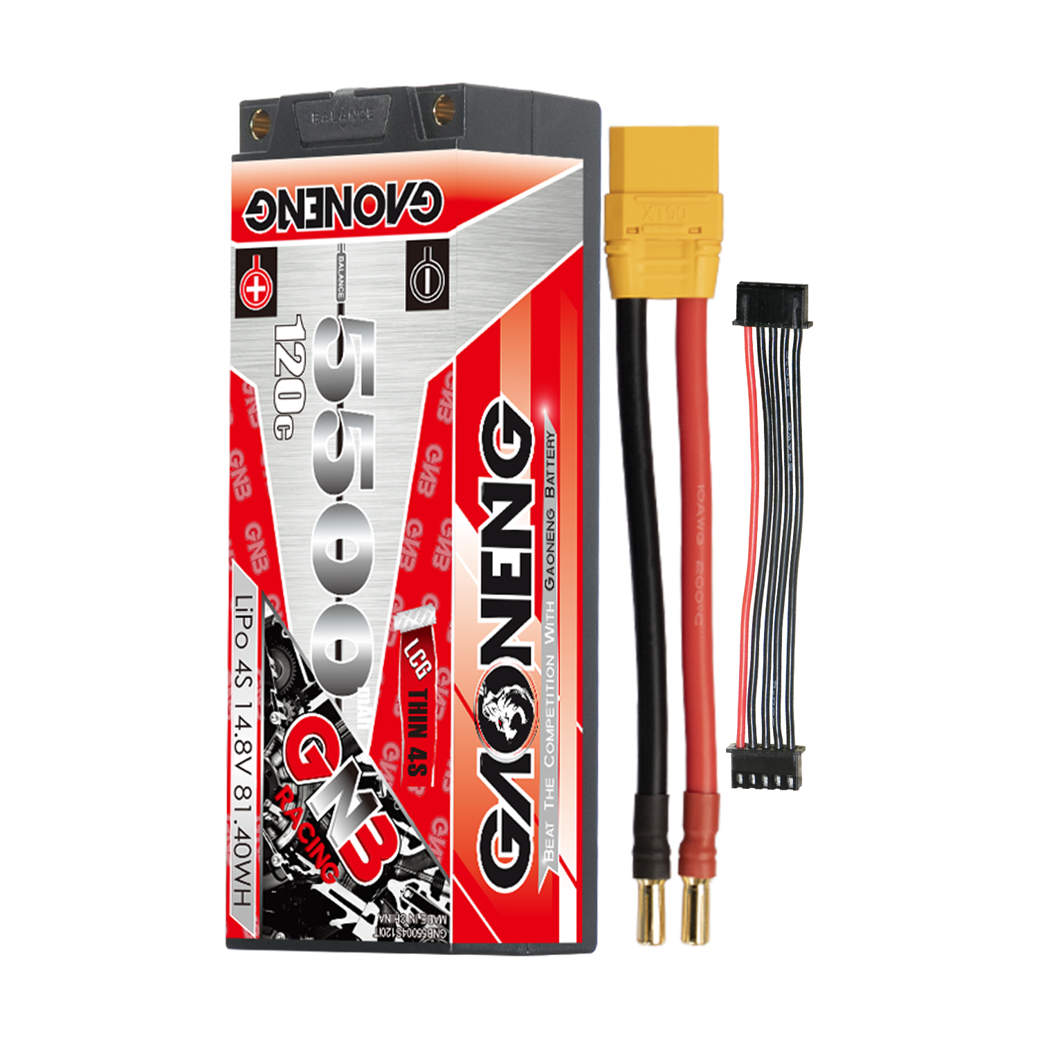 GAONENG GNB 4S 14.8V 5500mAh 120C 5mm Bullet Thin 4S LCG Hard Case LiPo Battery