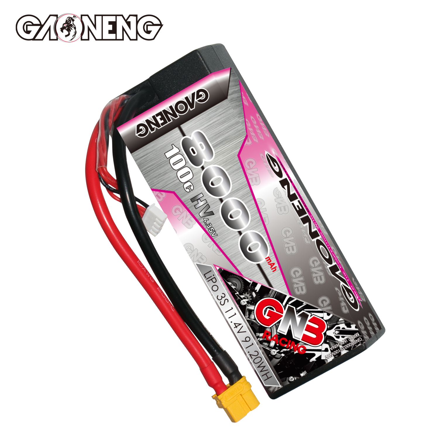 1PC - GAONENG GNB LiHV 3S 11.4V 8000mAh 100C Cabled Hard Case LiPo Battery XT60
