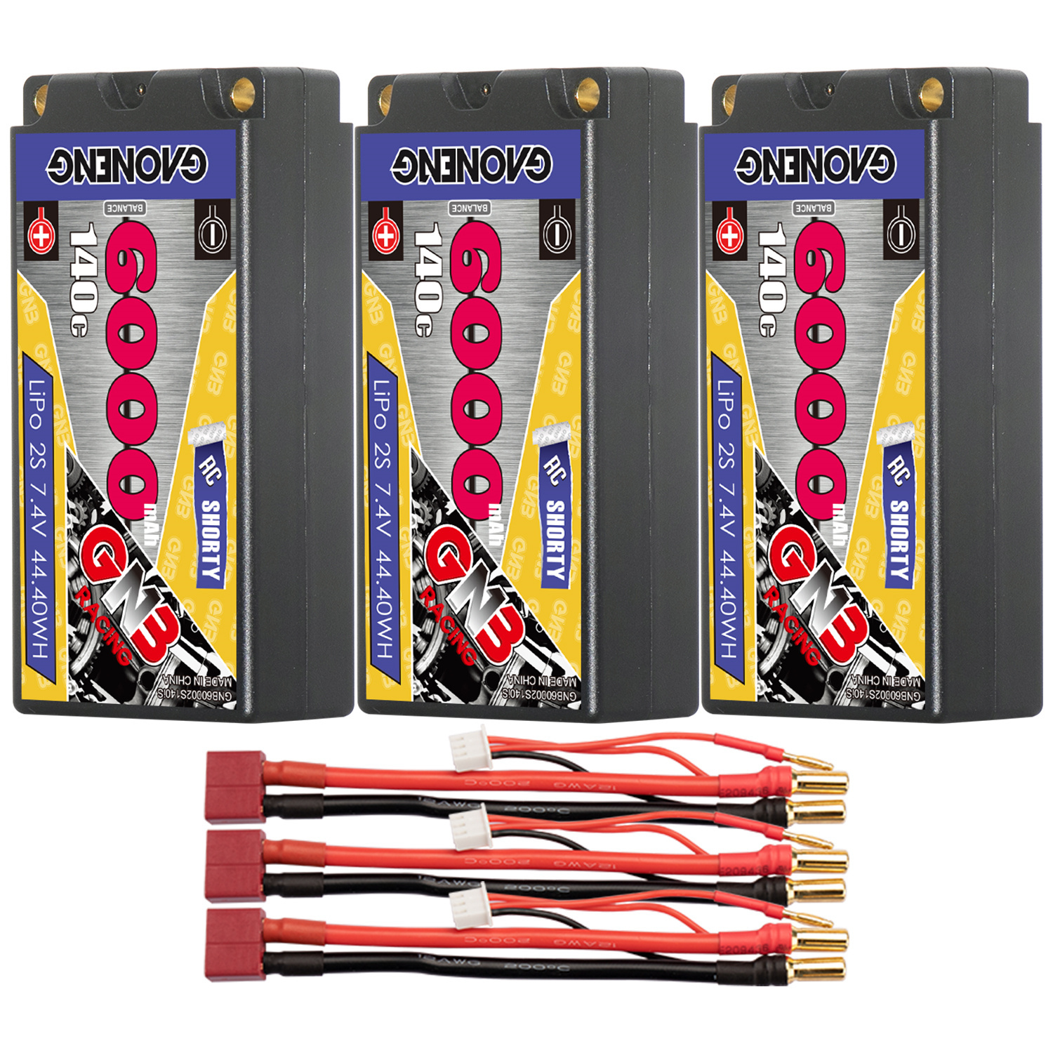 GAONENG GNB 2S 7.4V 6000mAh 140C Shorty 5mm Bullet Hard Case LiPo Battery