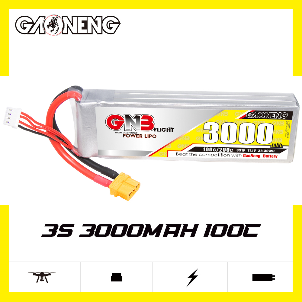 1PC - GAONENG GNB 3S 11.1V 3000mAh 100C LiPo Battery XT60