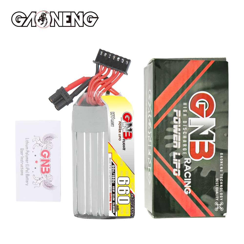GAONENG GNB LiHV 6S 22.8V 660mAh 90C XT30 LiPo Battery Long Type